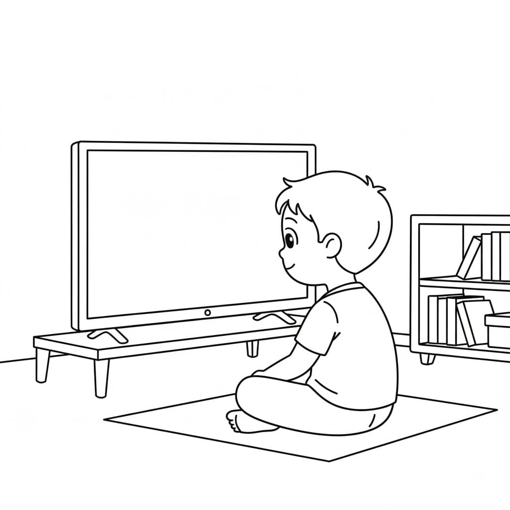 Cậu Bé Nhỏ Xem Tivi