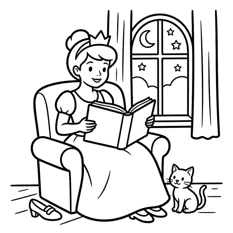 Cinderella Ngồi Ghế Đọc Sách