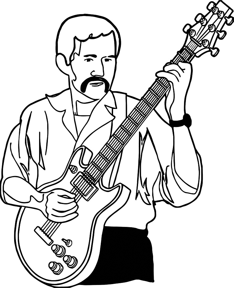 người đàn ông chơi guitar điện