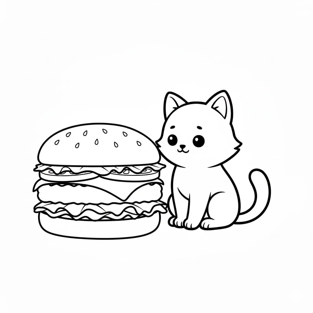 Con Mèo Và Hamburger