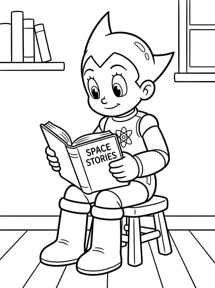 Astro Boy Đang Đọc Sách