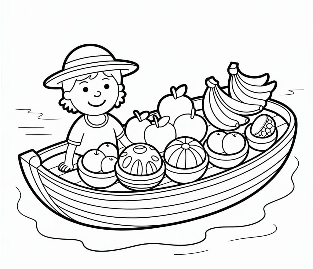 Tô màu Bán Hàng Trên Chợ Nổi Bán Hàng Trên Chợ Nổi