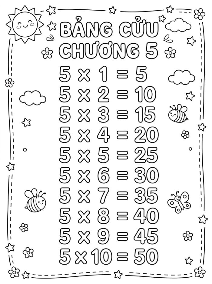 Bảng Cửu Chương Số 5