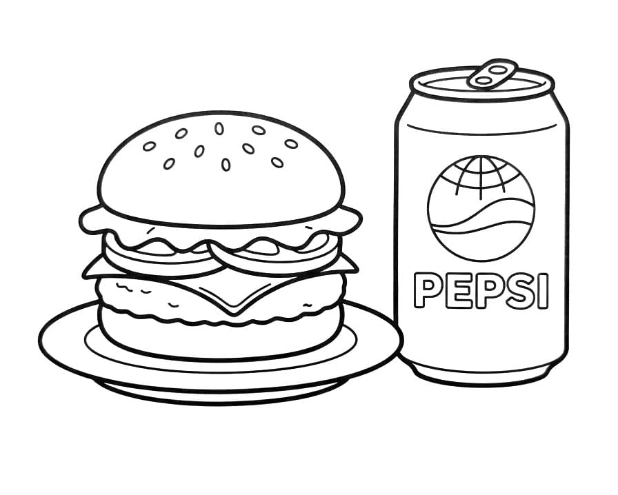Bánh Hamburger và Pespi