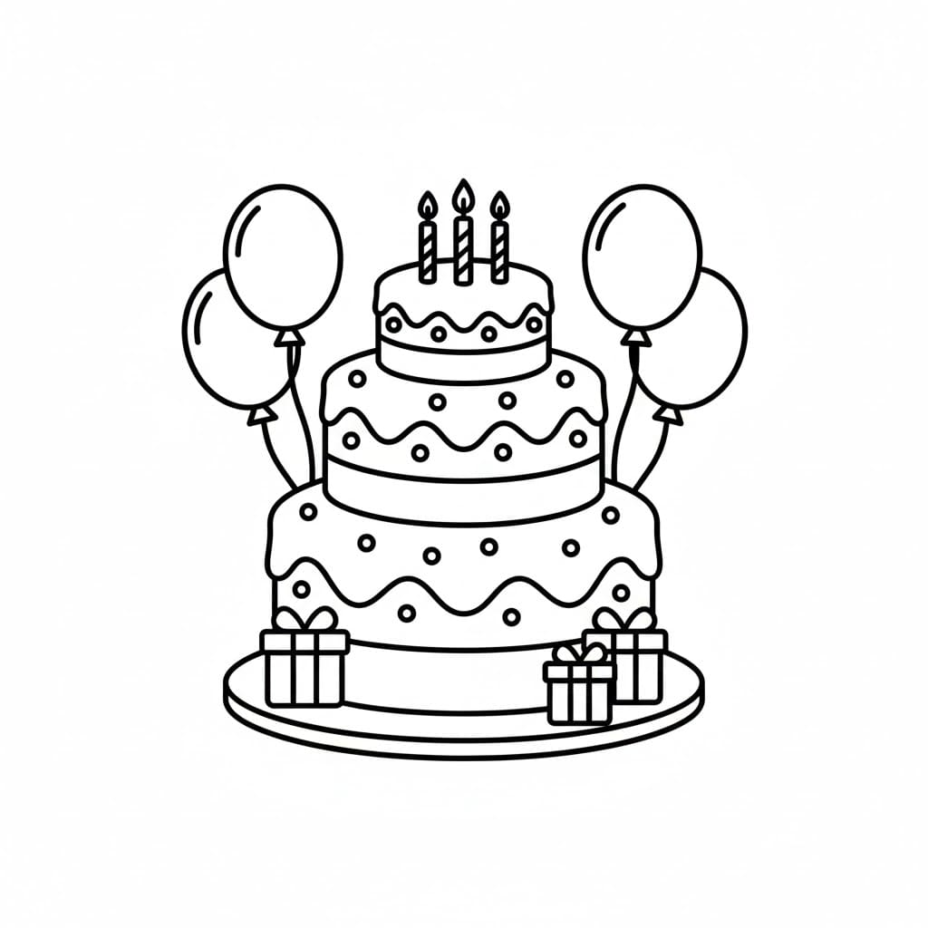 Bánh Sinh Nhật Với Bóng Bay