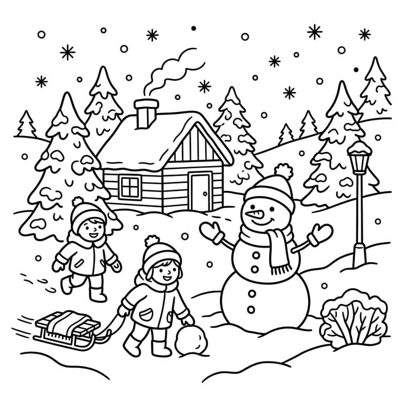 Bé Chơi Đùa Cùng Người Tuyết