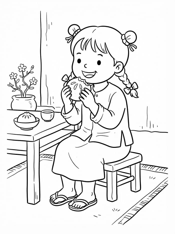Bé Gái Ăn Bánh Bao