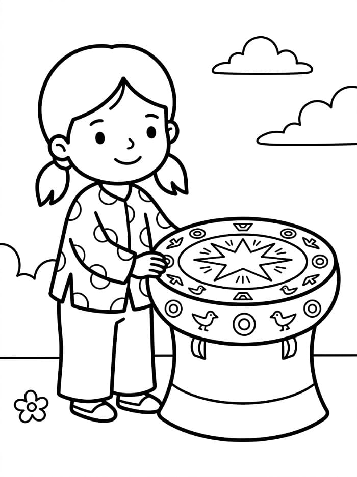 Bé Gái Với Trống Đồng Đông Sơn