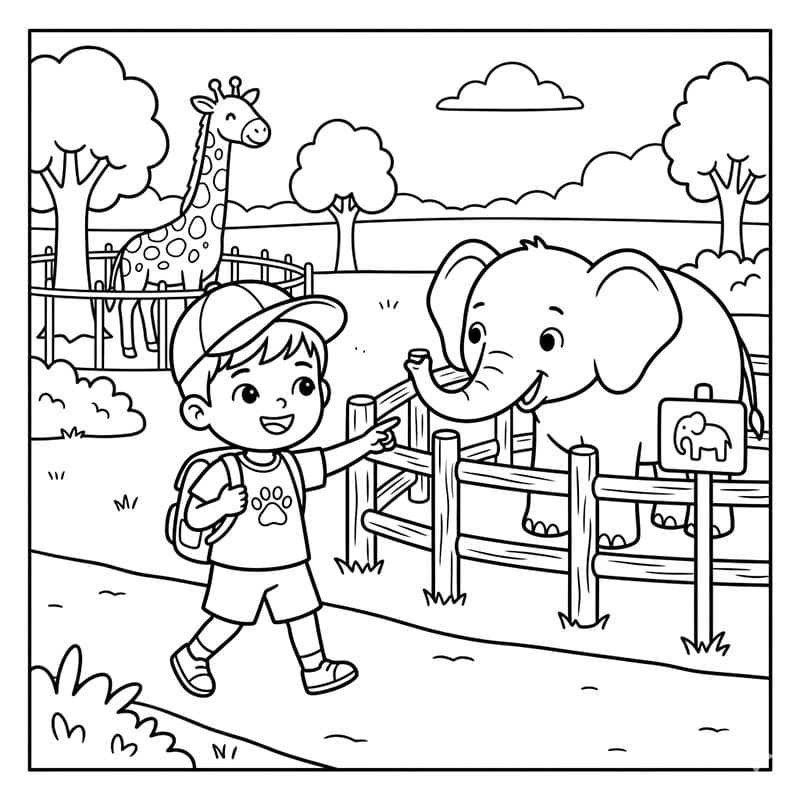 Bé Tham Quan Voi Trong Sở Thú