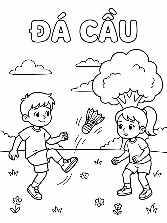 Bé Trai Và Bé Gái Đá Cầu