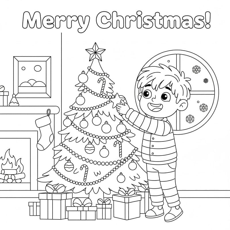 Bé Trai Và Cây Thông Noel