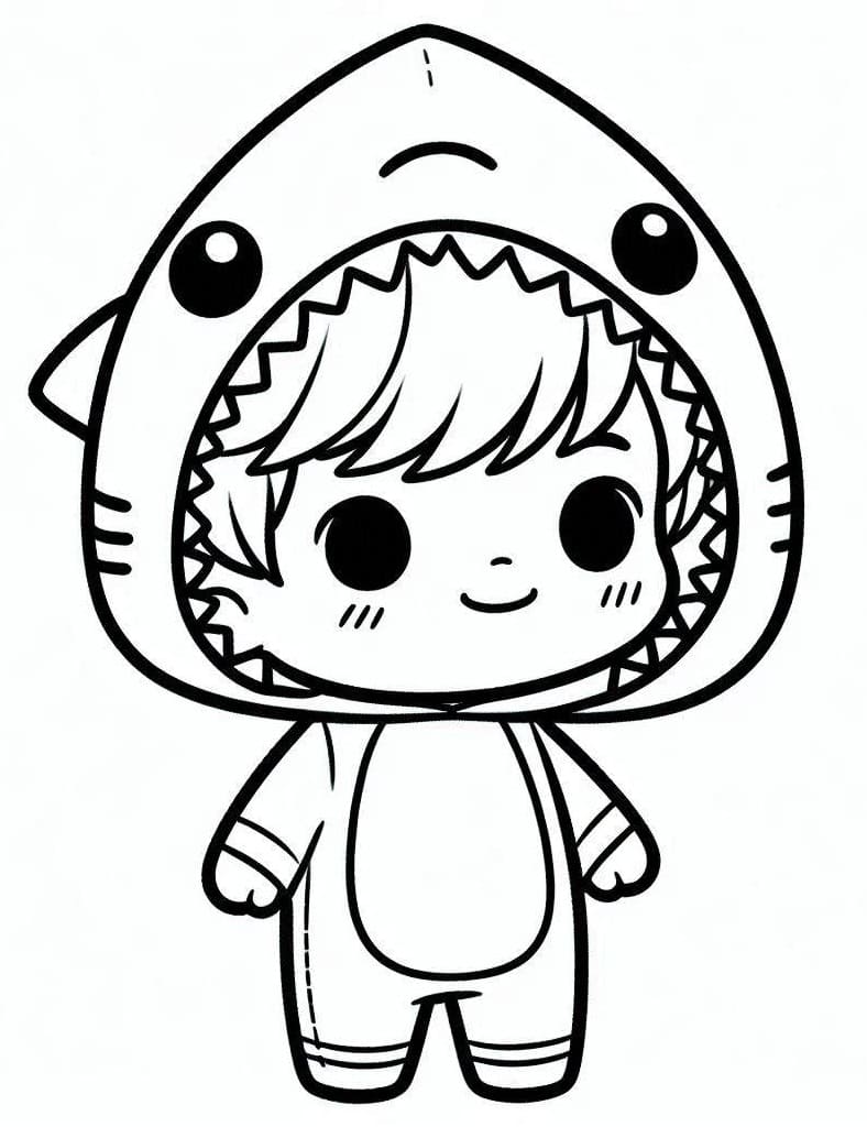 Bé Trai Với Trang Phục Con Cá Mập