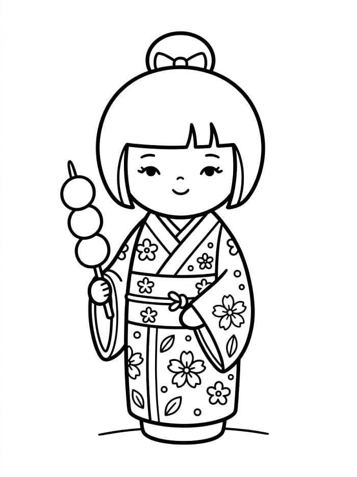 Búp Bê Kokeshi Mỉm Cười