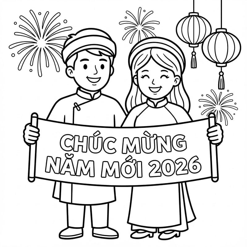 Tô Màu Chúc Mừng Năm Mới 2026