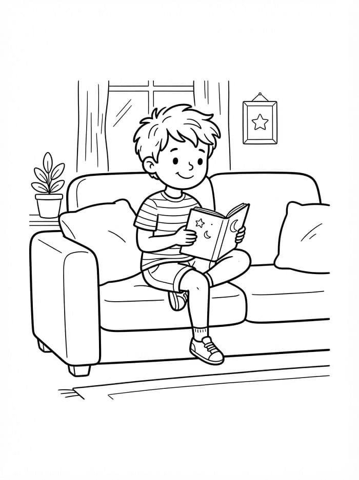 Cậu Bé Ngồi Trên Sofa