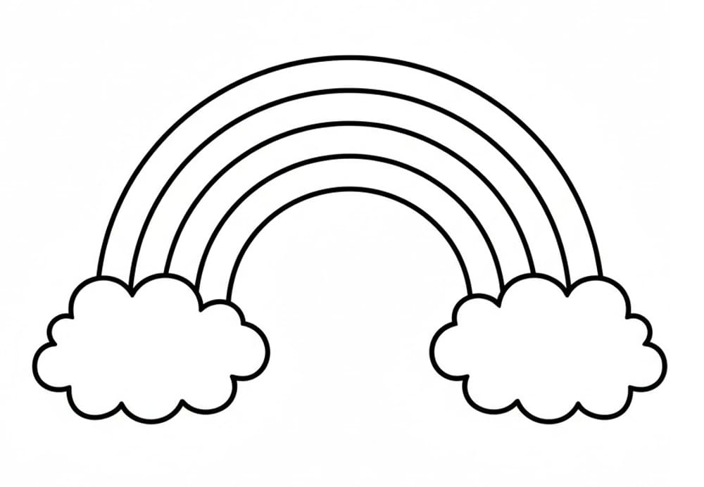 Tranh Tô Màu Cầu Vồng Đơn Giản Trên Mây