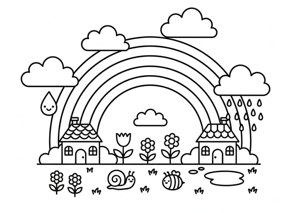 Tranh Tô Màu Cầu Vồng Ngôi Nhà Nhỏ