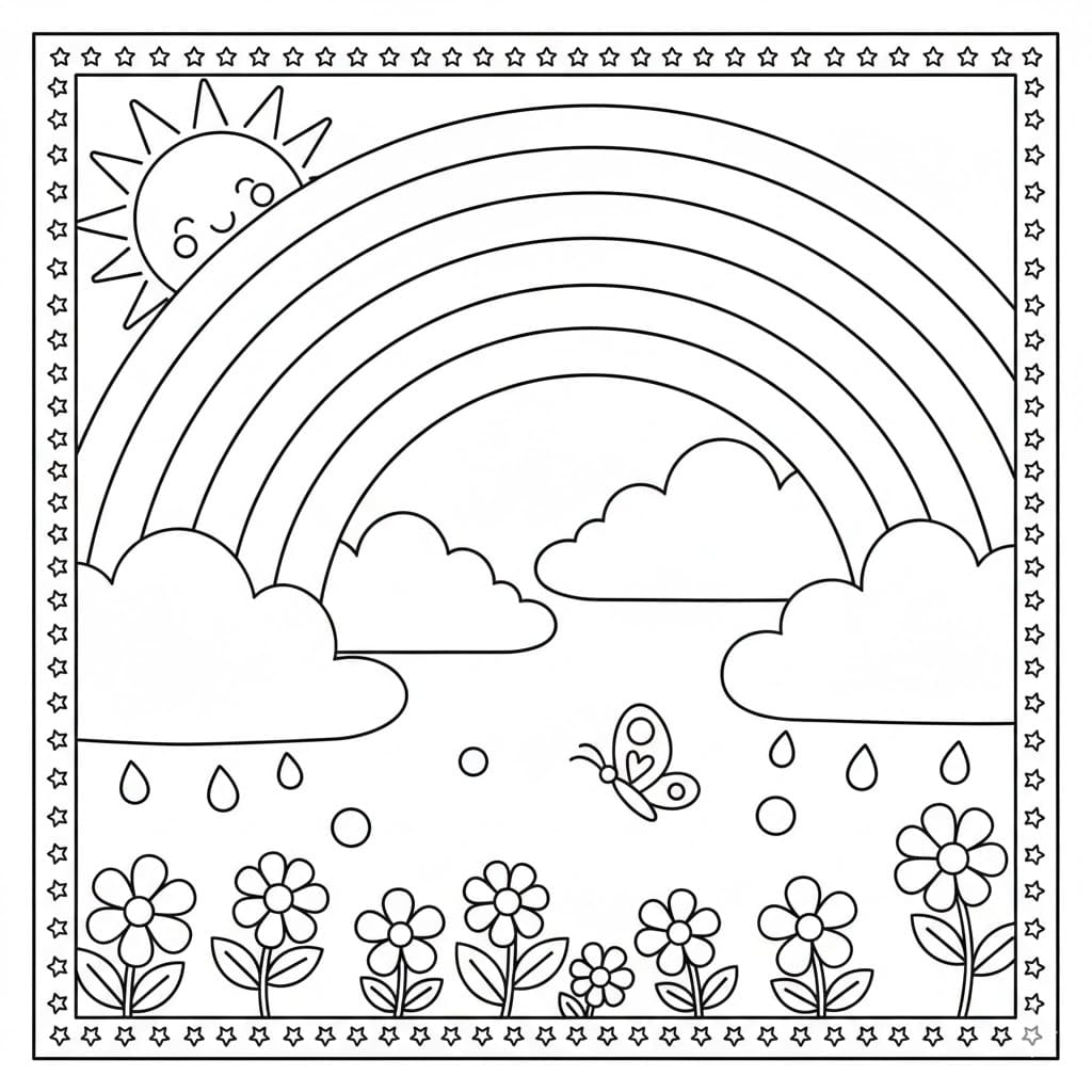 Tranh Tô Màu Cầu Vồng Sau Cơn Mưa