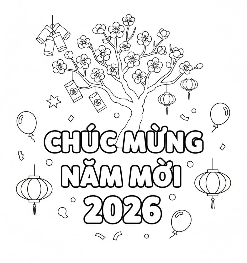 Cây Đào Chúc Mừng Năm Mới 2026