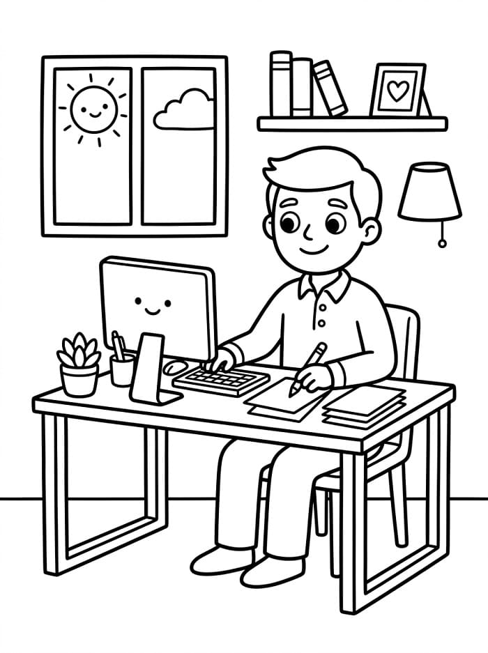 Chàng Trai Làm Việc Trong Văn Phòng