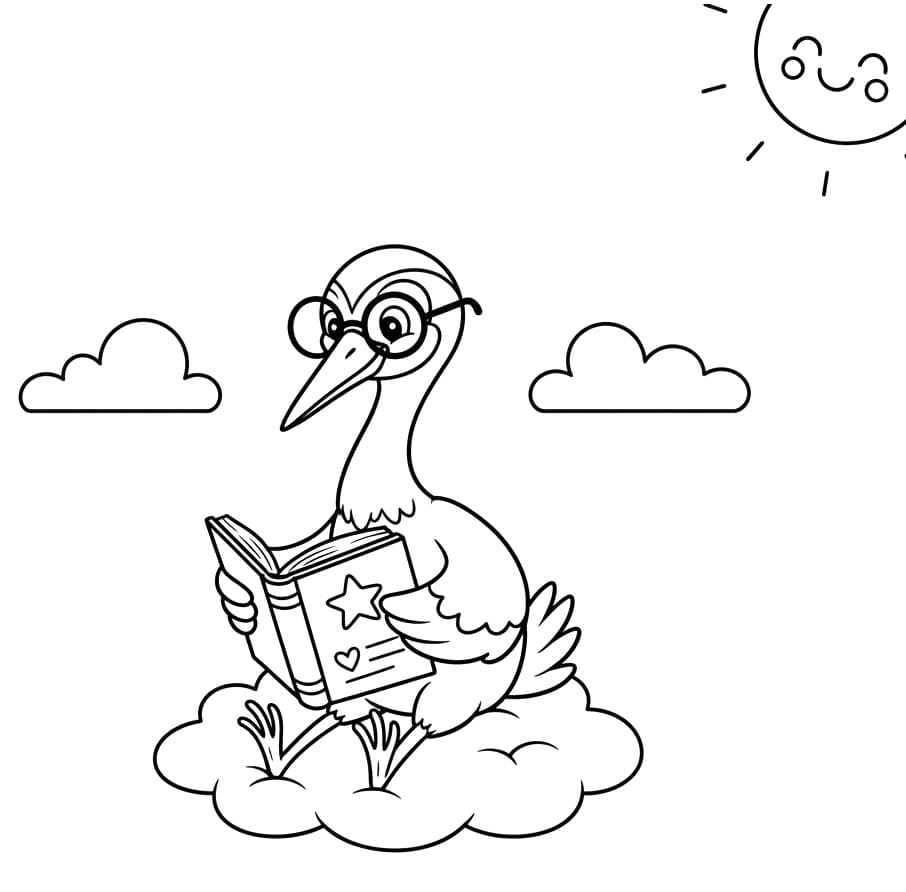 Tô màu Chim Hạc Đọc Sách Chim Hạc Đọc Sách