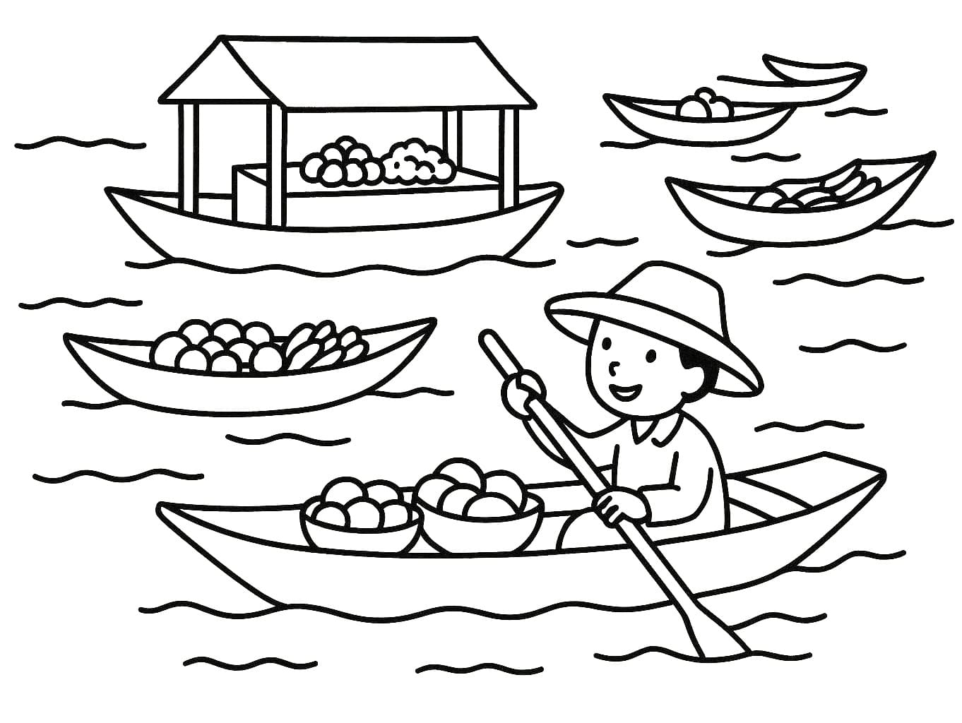 Tô màu Chợ Nổi Đẹp Chợ Nổi Đẹp