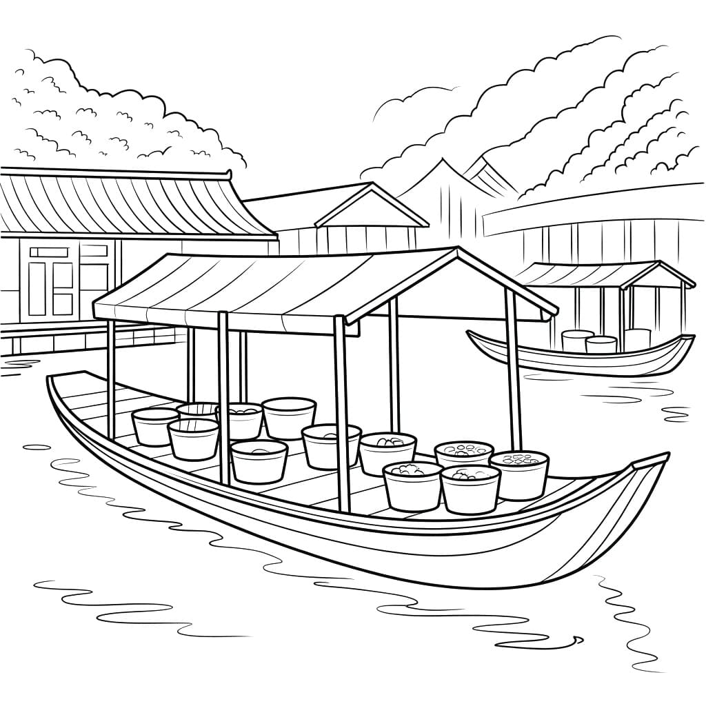 Tô màu Chợ Nổi Rất Đẹp Chợ Nổi Rất Đẹp