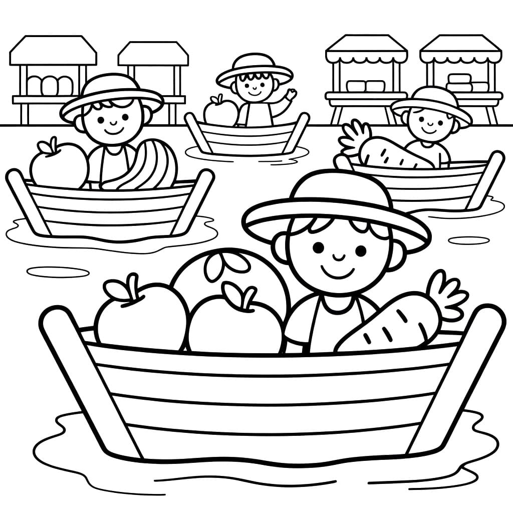 Tô màu Chợ Nổi Vùng Sông Nước Chợ Nổi Vùng Sông Nước
