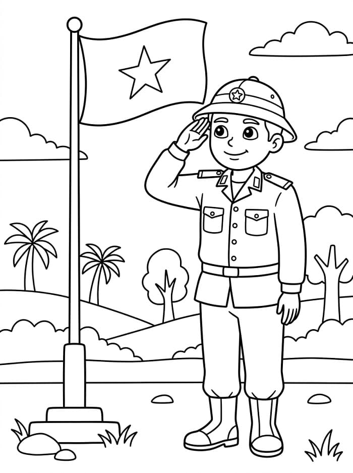 Chú Bộ Đội Chào Cờ