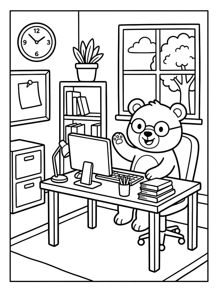 Chú Gấu Đáng Yêu Văn Phòng