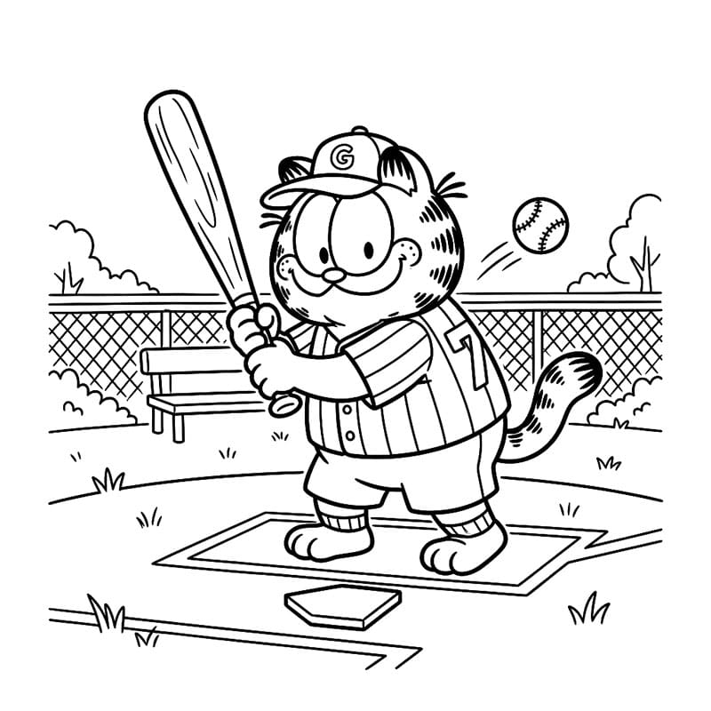 Chú Mèo Garfield Chơi Bóng Chày