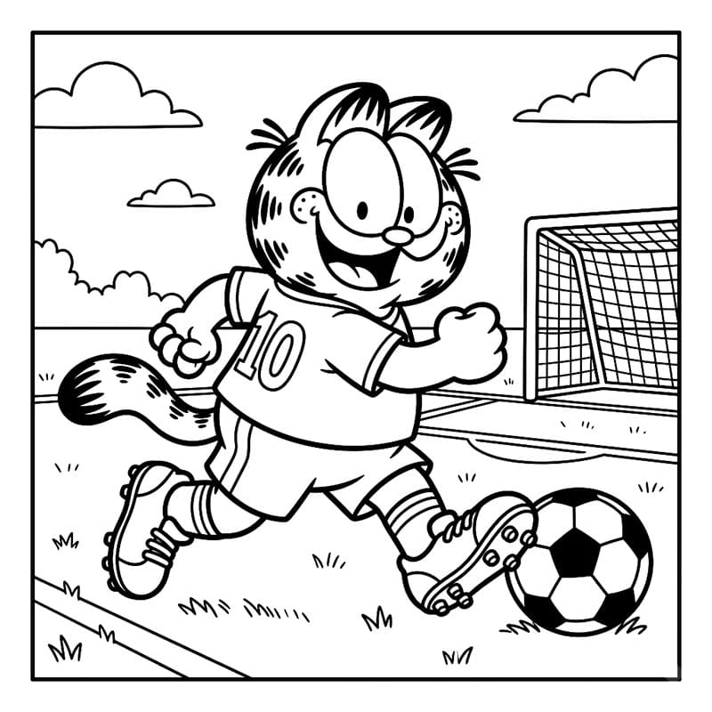 Chú Mèo Garfield Đá Bóng