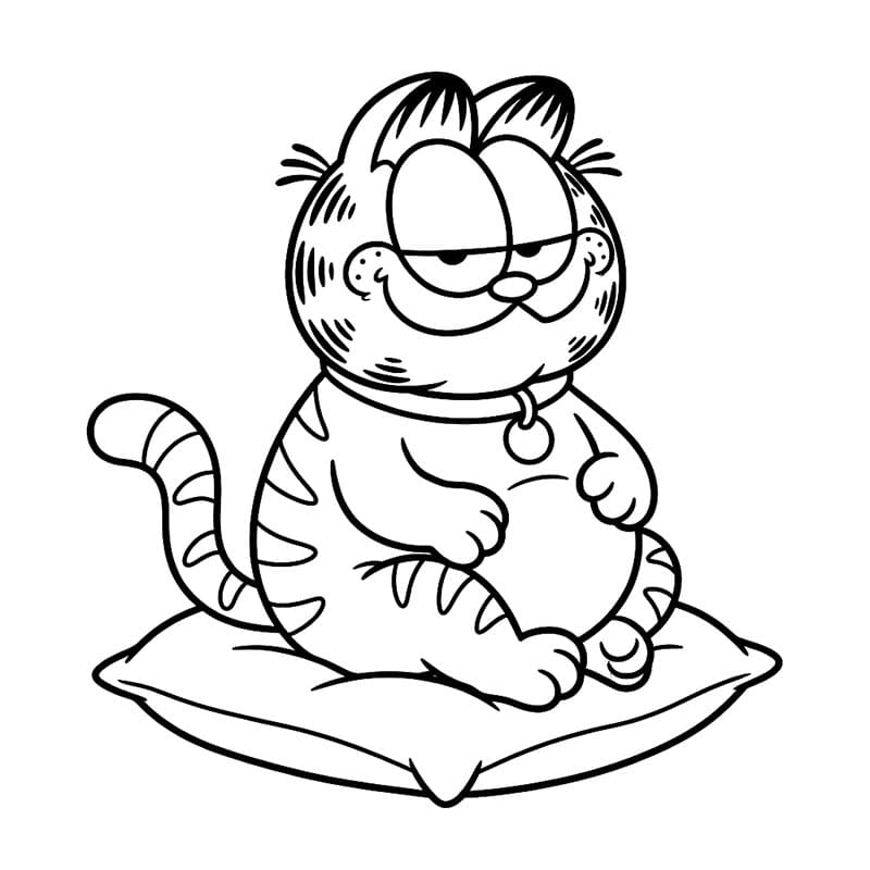 Chú Mèo Garfield Ngồi Trên Gối