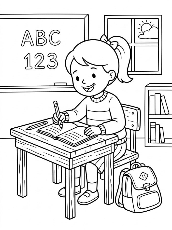 Cô Bé Học Sinh Trong Lớp Học