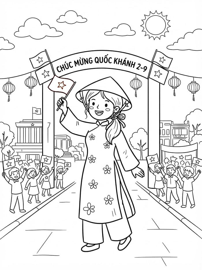 Cô Gái Chào Mừng Ngày Quốc Khánh 2-9