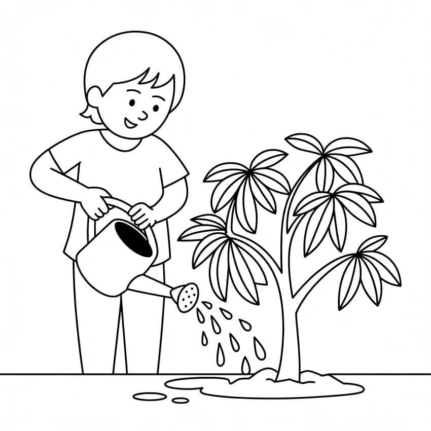 Cô Gái Tưới Cây Xoài