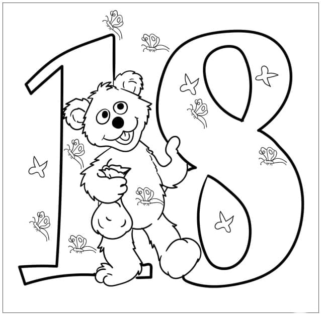 Tô màu Con Gấu Và Số 18 Con Gấu Và Số 18