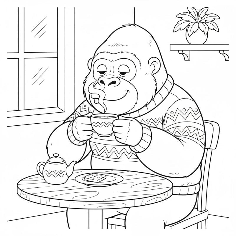 Con Khỉ Đột Uống Trà