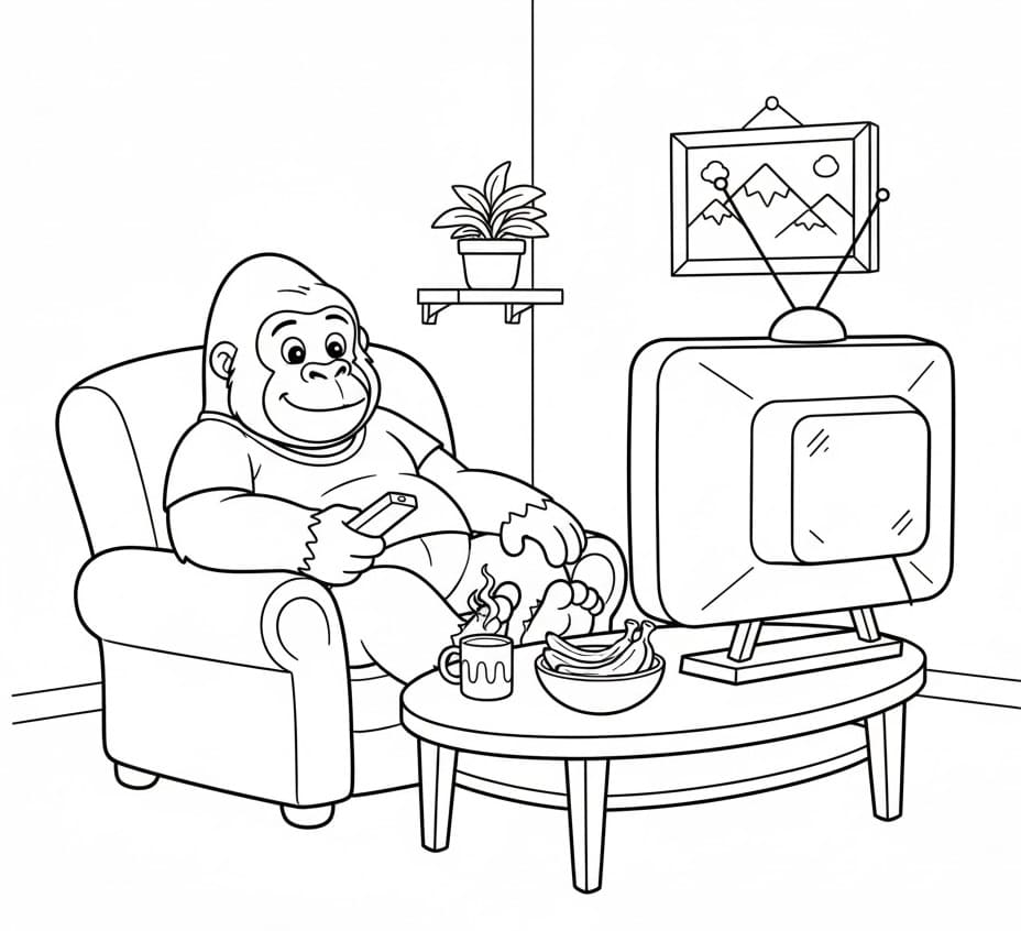 Con Khỉ Đột Xem TV