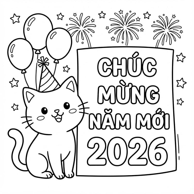 Con Mèo Chúc Mừng Năm Mới 2026