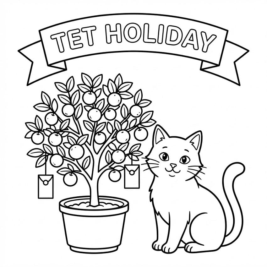 Con Mèo Và Cây Quất