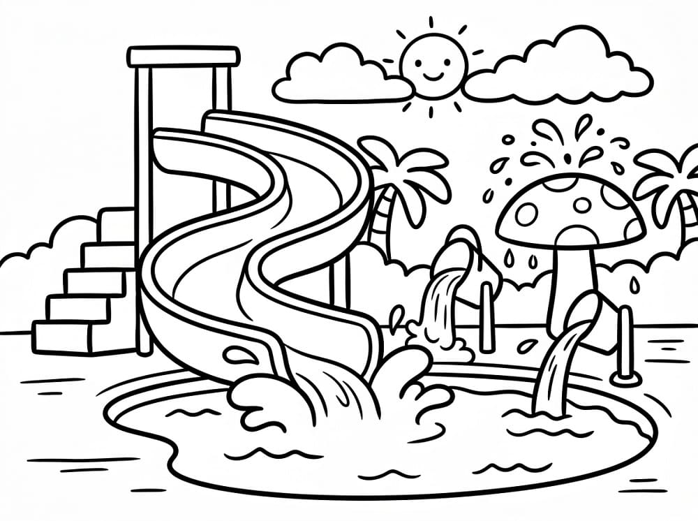 Công Viên Nước Với Cầu Trượt