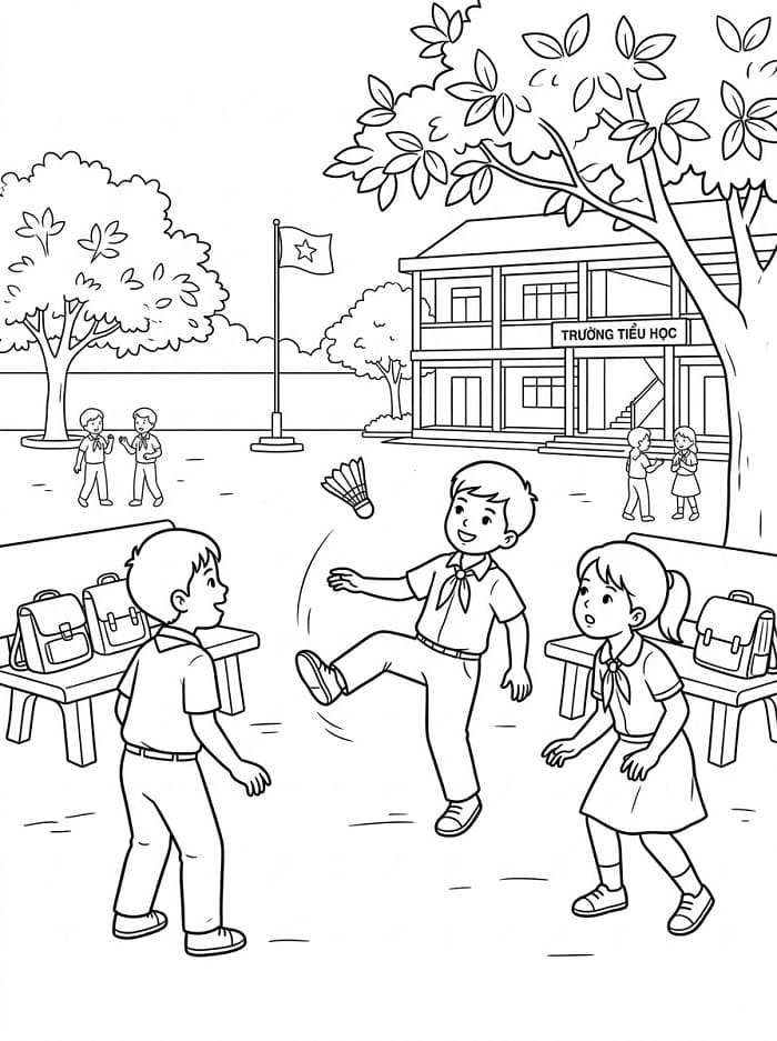 Đá Cầu Trên Sân Trường