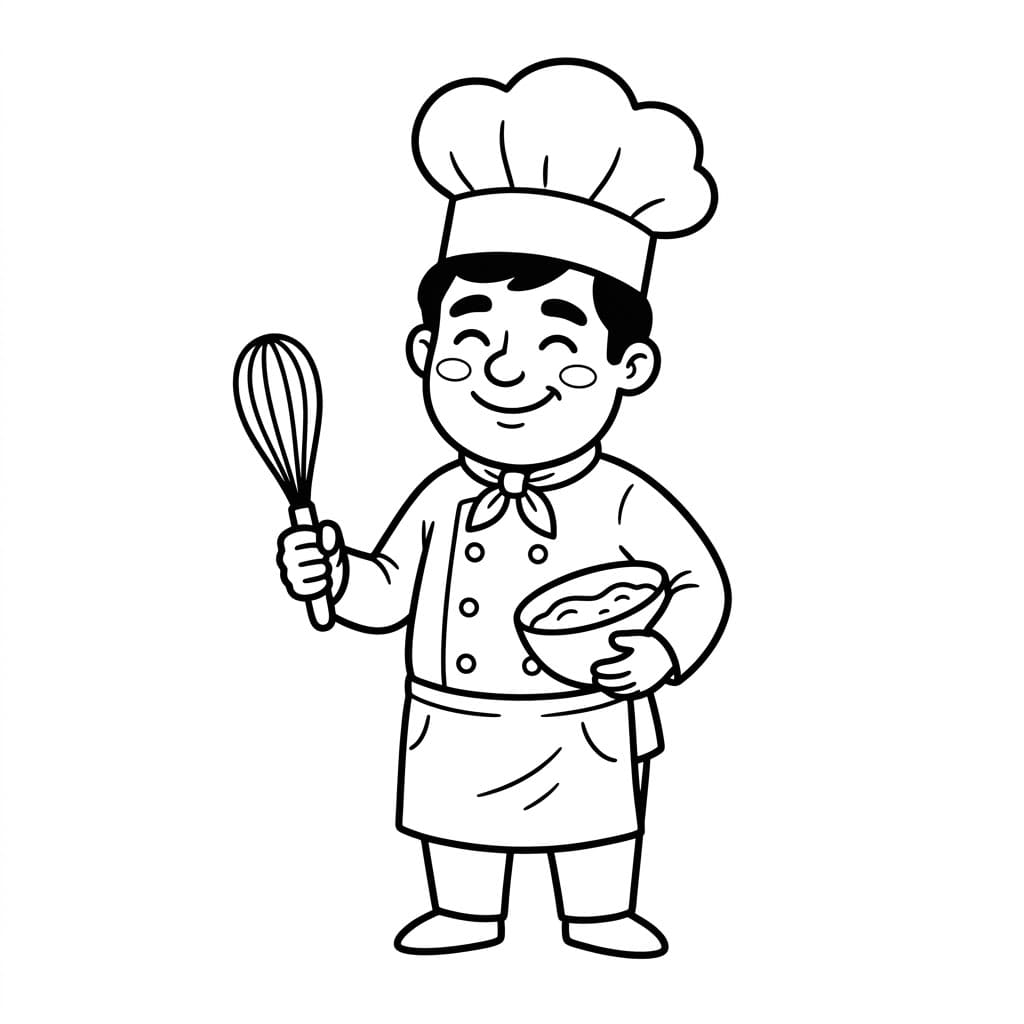 Đầu Bếp Cầm Dụng Cụ