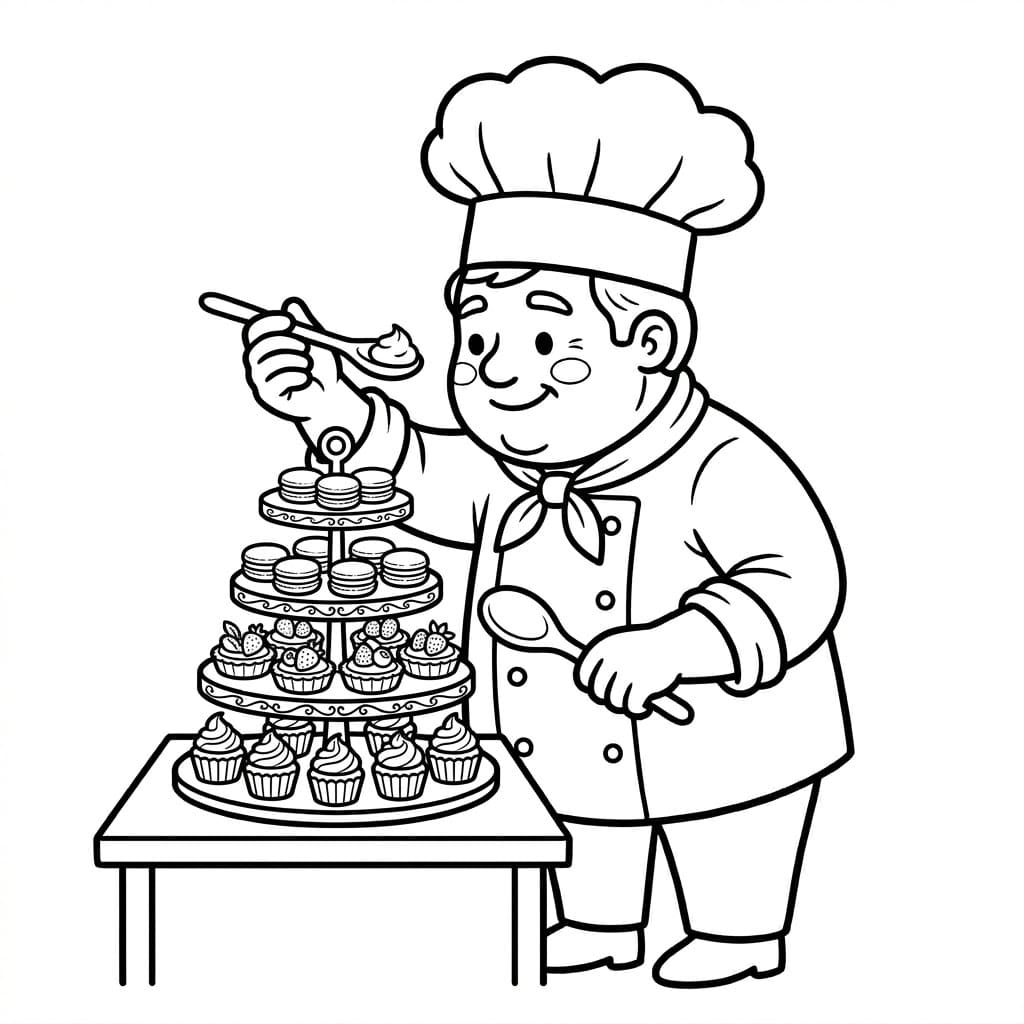 Đầu Bếp Làm Bánh Nhiều Tầng