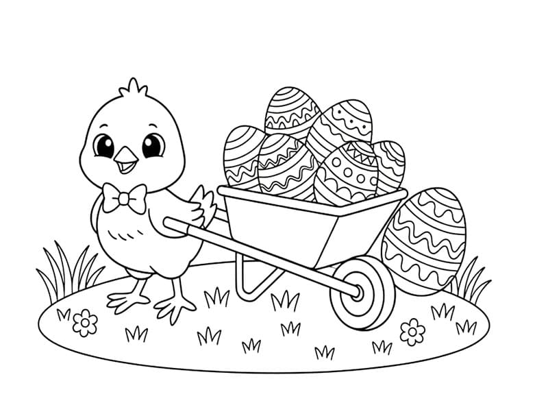Gà Con Kéo Xe Trứng Phục Sinh