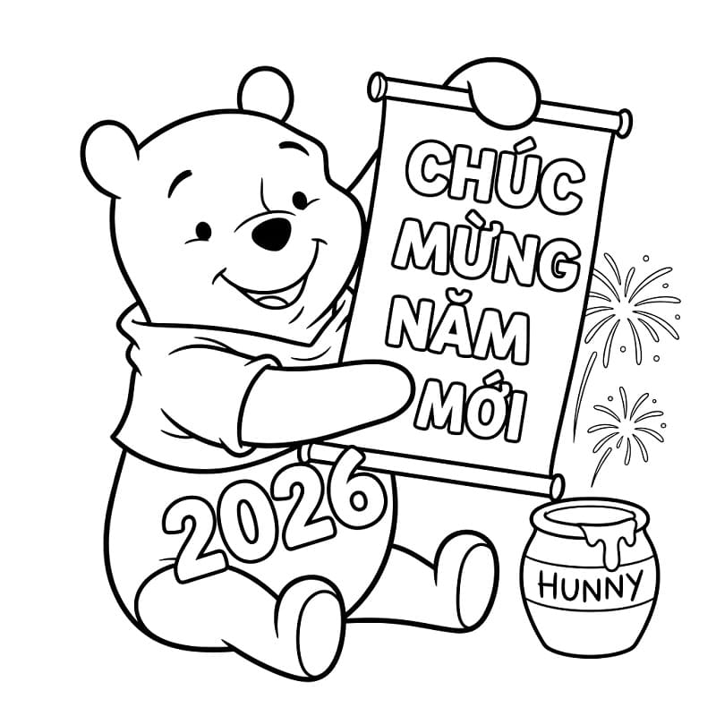 Gấu Pooh Chúc Mừng Năm Mới 2026
