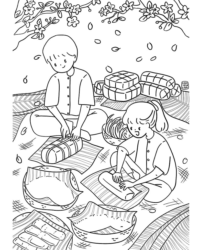 Gói Bánh Chưng Ngày Tết Nguyên Đán