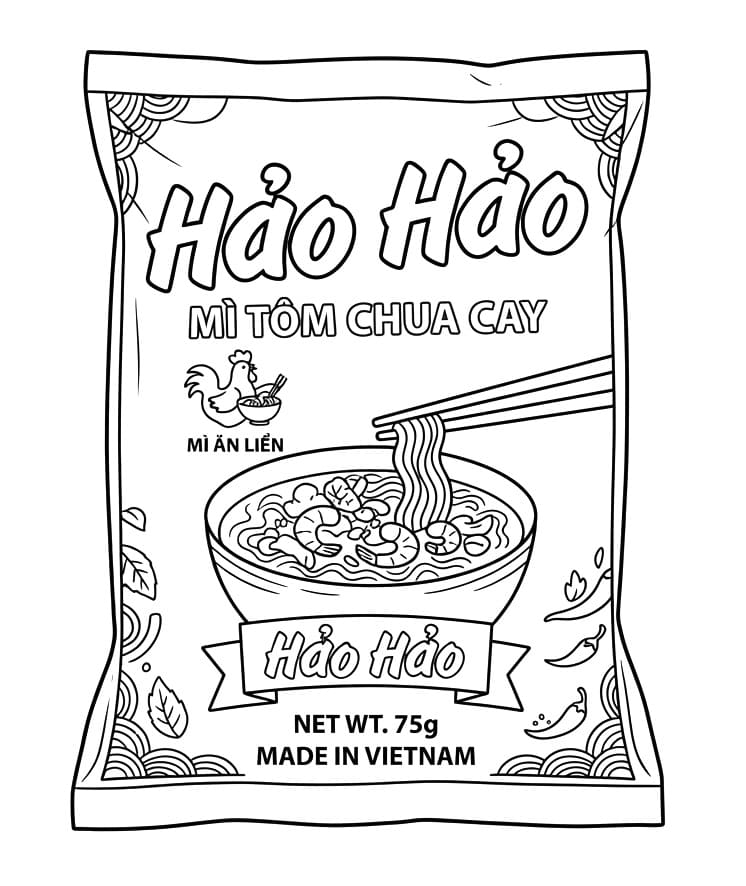 Tranh Tô Màu Gói Mì Tôm Hảo Hảo