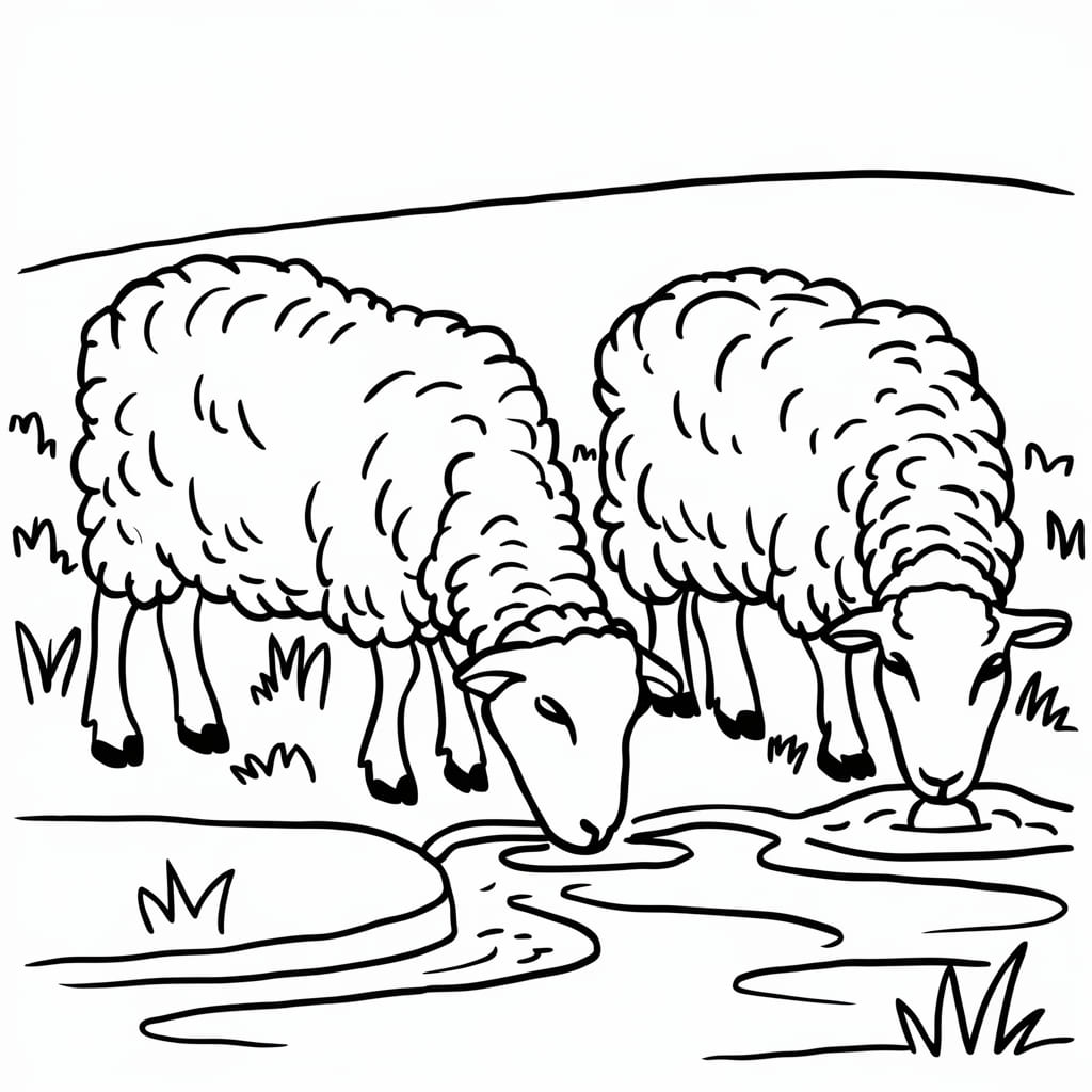 Hai Con Cừu Uống Nước